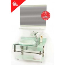 Pettra Gabinete De Vidro 60cm Para Banheiro Branco/Vermelho/Preto/Ouro