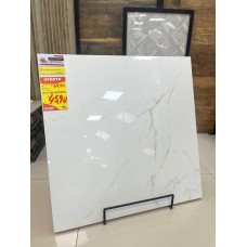 Piso Semi Gres Carrara Bianco Polido Essencial 75x75 Extra Lume 